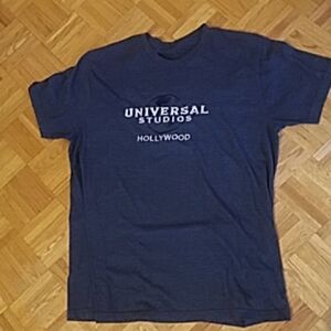 Universal Studios Hollywood Men's Denim Blue T-Shirt Embroidered